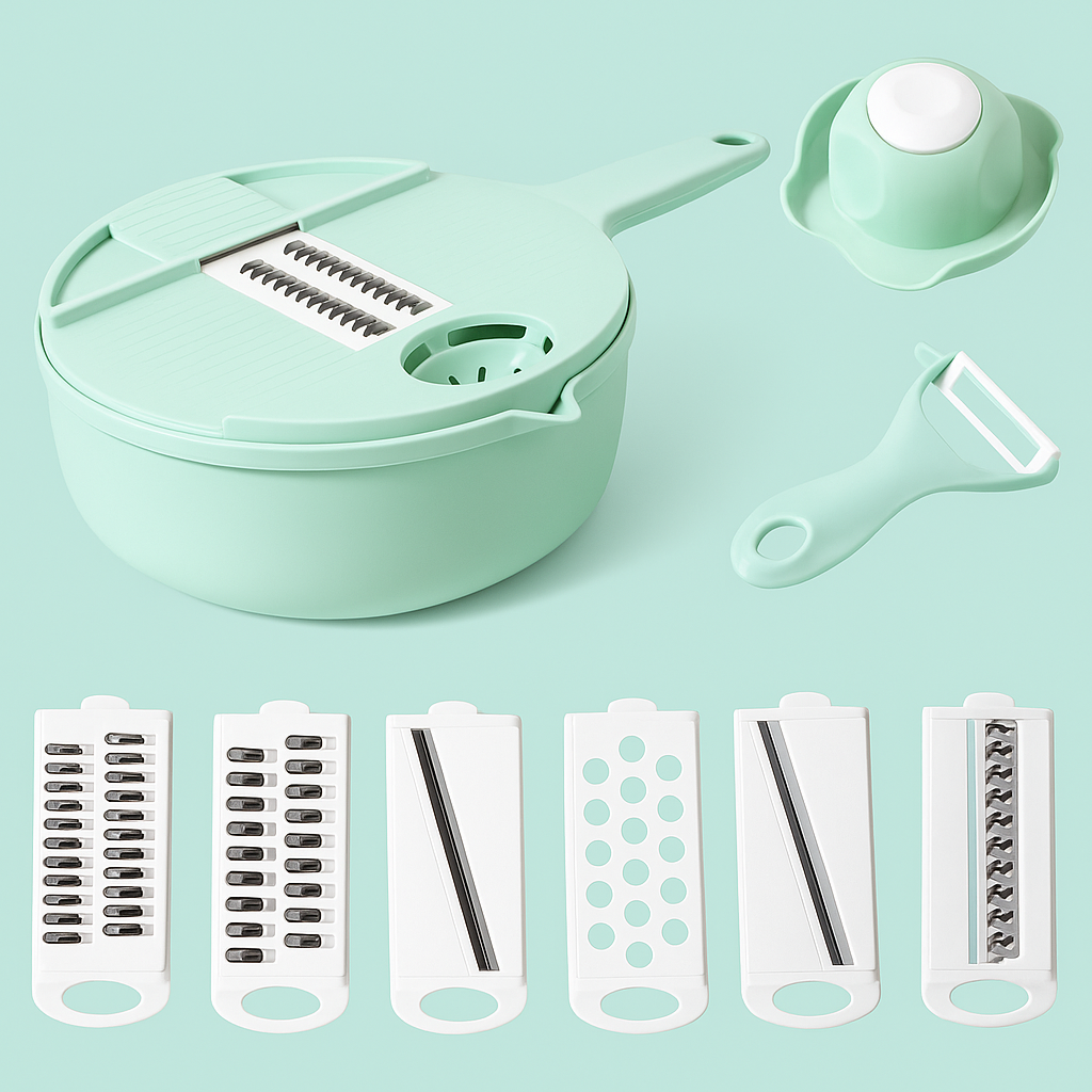 "HomeMaster Multi-Tool: Manual Ginger Grinder, Garlic Peeler & Vegetable Slicer"