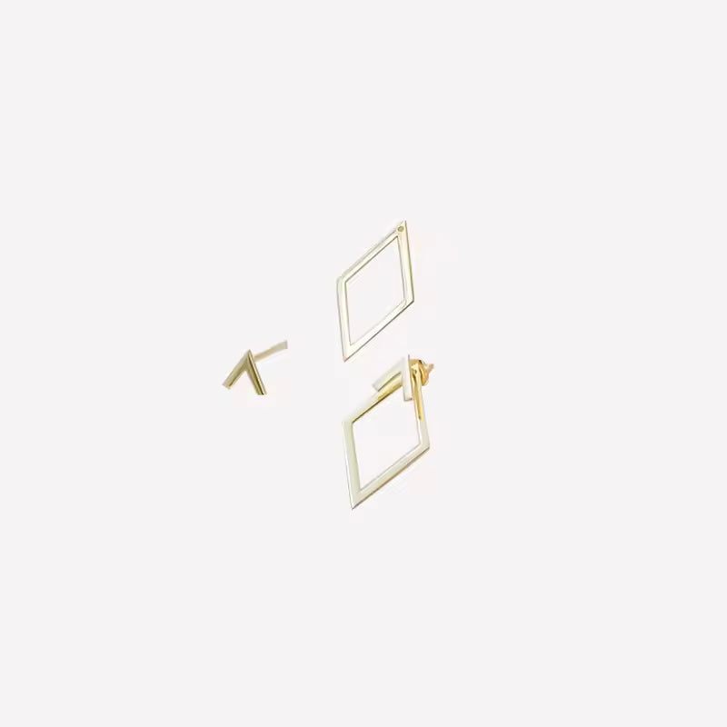 Retro Minimalist Geometric Square Detachable Triangles Stainless steel Stud Earrings for Women Fashion Jewelry Accessories Party