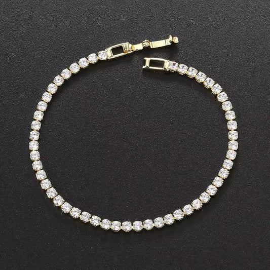 hand bracelet | Fashion 2.5mm Zirconia Tennis Bracelet for Women Crystal Charm Designer Tennis Thin Chain Bracelet on Hand Wedding Jewelry KC128