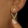 Retro Minimalist Geometric Square Detachable Triangles Stainless steel Stud Earrings for Women Fashion Jewelry Accessories Party My Store