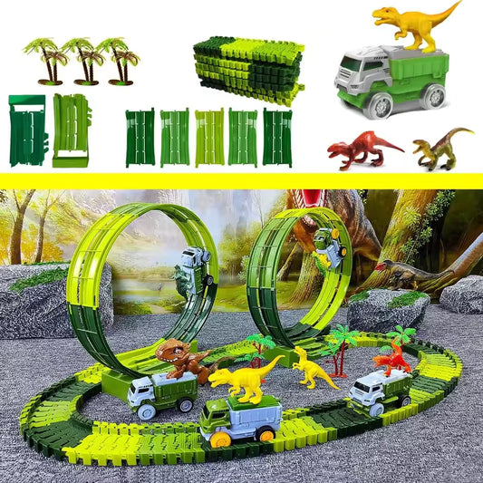 "Dinosaur Track Adventure – Electric Toy Car Set for Kids"