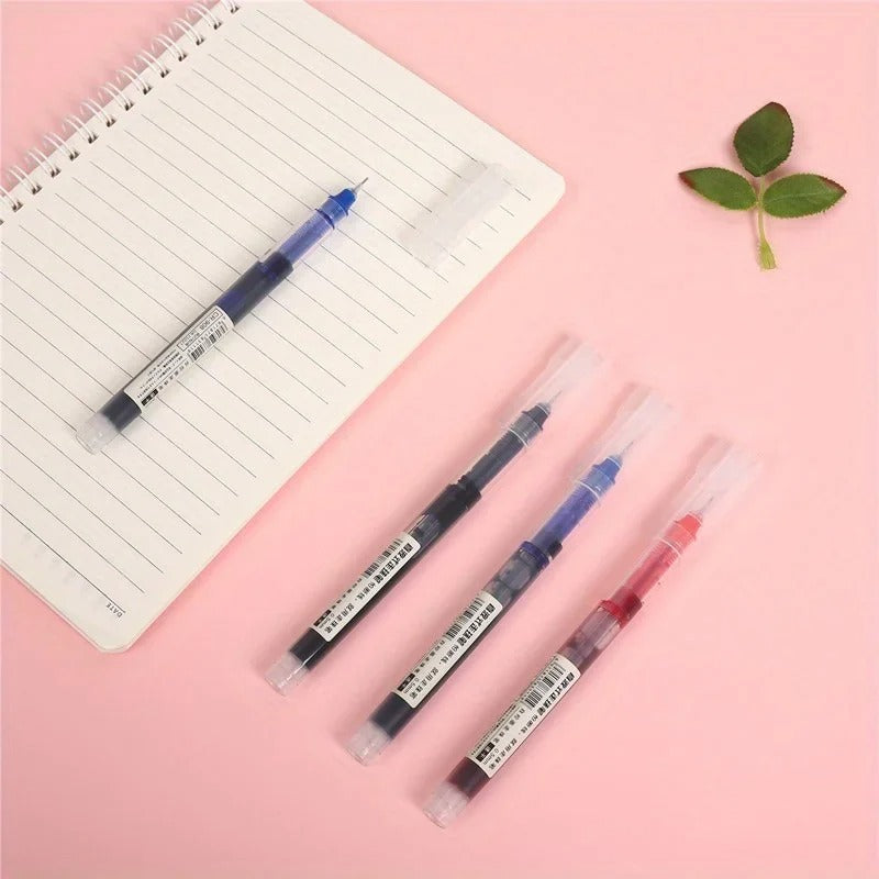 10PCS Needle Tip Gel Pens – Smooth Writing Liquid Ink Pens (Black/Blue/Red) – School & Office Stationery Set