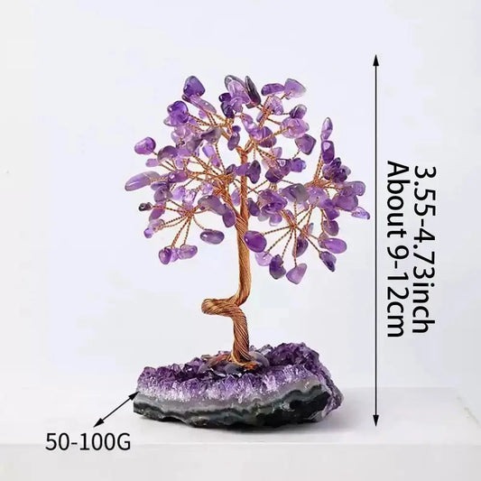 Natural Amethyst Crystal Money Tree on Geode Base | Wealth, Luck & Positive Energy Home/Office Decor My Store