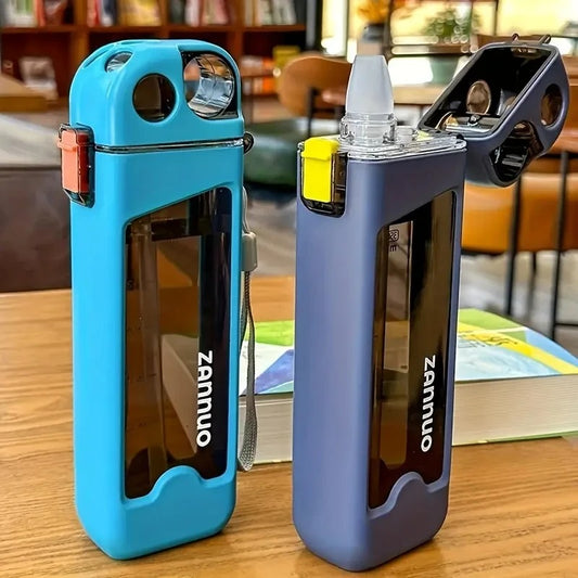 350ml Leak-Proof Sports Water Bottle – Square Travel Cup with Lockable Lid & Measurement Scale for Gym, Outdoor & Daily Use