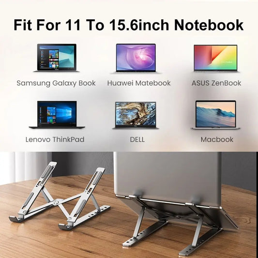 Aluminum Alloy Adjustable Laptop Stand – Foldable, Portable & Cooling Holder