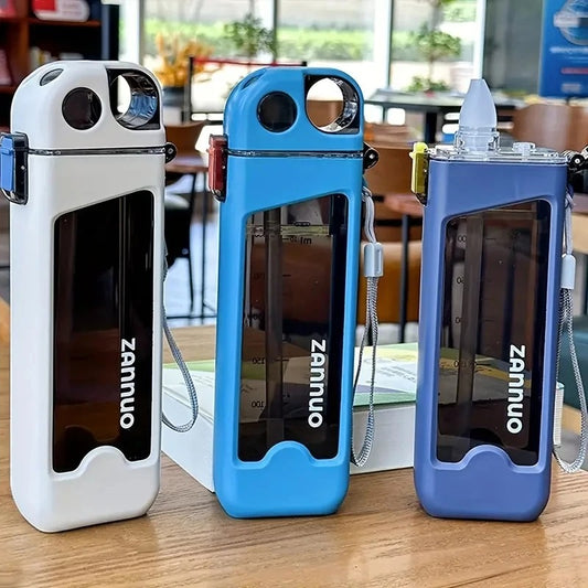 350ml Leak-Proof Sports Water Bottle – Square Travel Cup with Lockable Lid & Measurement Scale for Gym, Outdoor & Daily Use