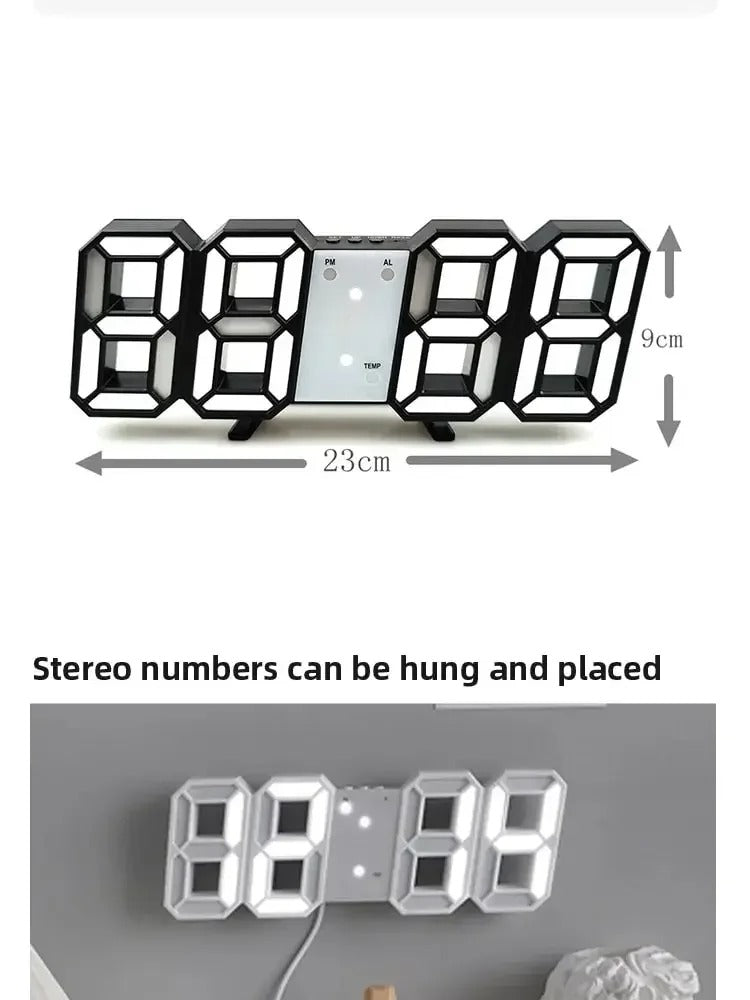 3D LED Digital Wall Clock – USB Powered, Multi-Function Display for Home & Office Decor
