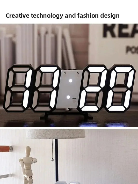 3D LED Digital Wall Clock – USB Powered, Multi-Function Display for Home & Office Decor