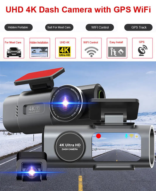 Dash Cam 4K UHD – Night Vision Car DVR Video Recorder with Wi-Fi & GPS