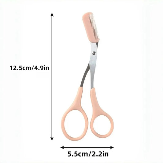 Stainless Steel Eyebrow Trimming Scissors with Built-in Comb – Precision Grooming Tool for Perfectly Shaped Brows