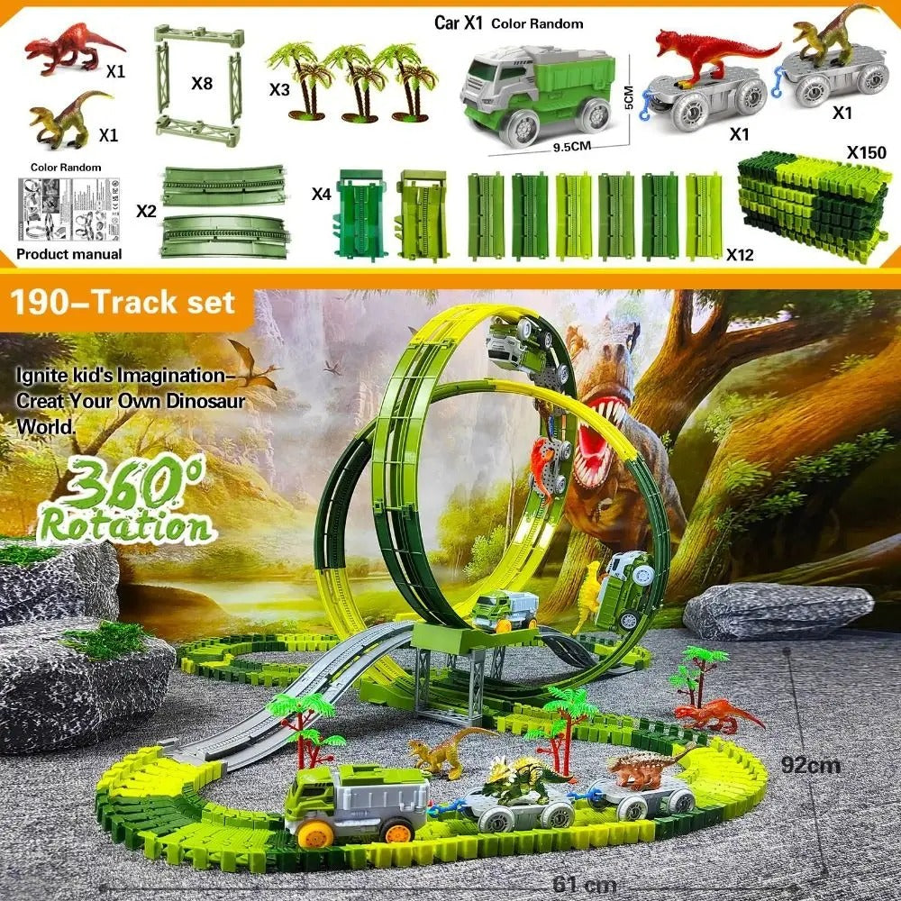 "Dinosaur Track Adventure – Electric Toy Car Set for Kids"
