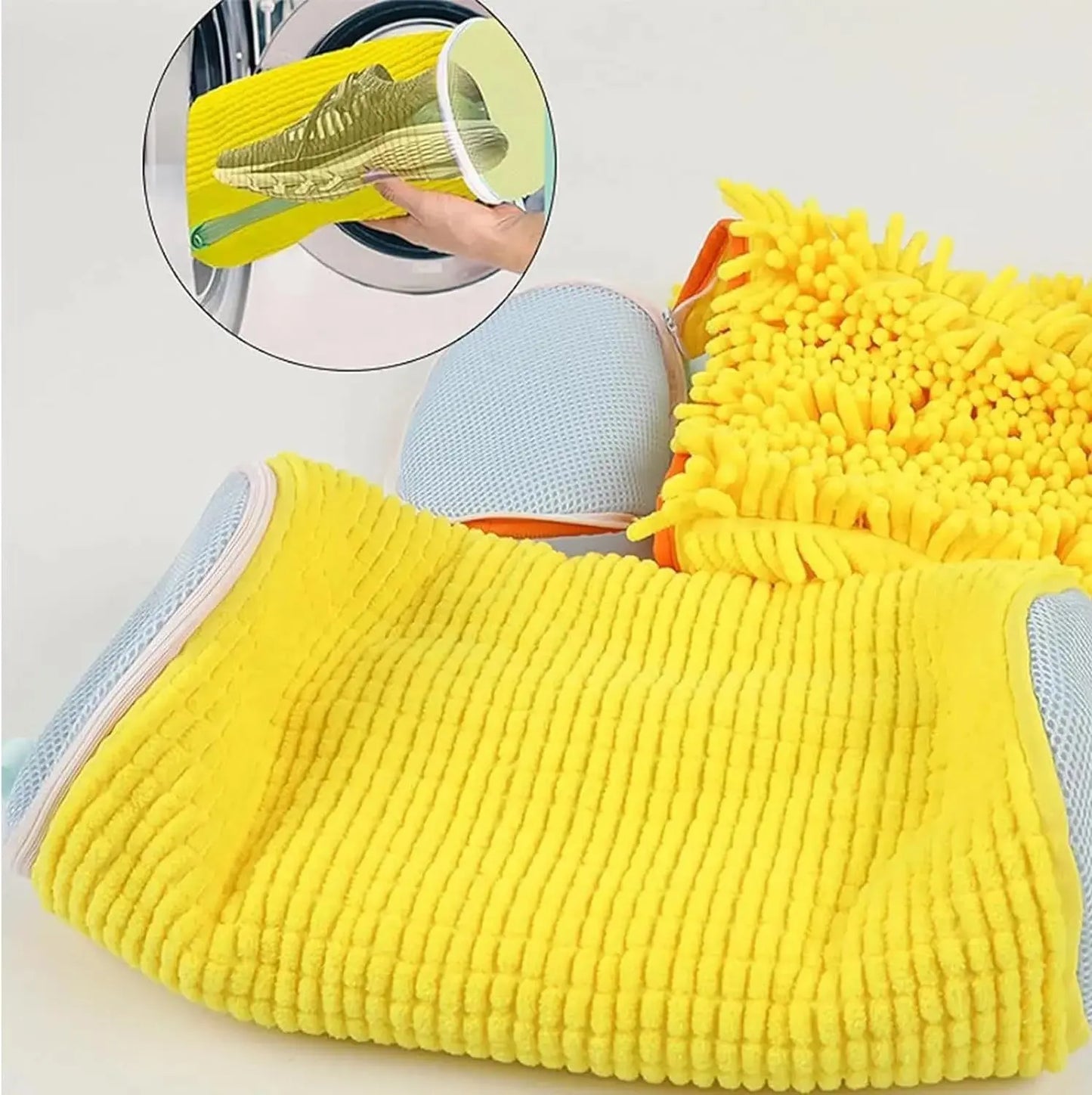 Durable Shoe Laundry Washing Bag β Yellow with Blue Zipper, Suitable for All Shoe Types, Ideal for Sneakers & Casual Footwear My Store