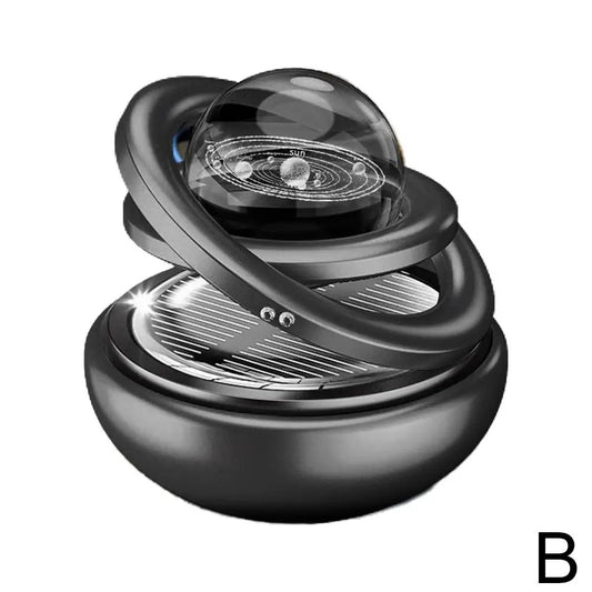 Solar-Powered Crystal Ball Car Aromatherapy Ornament – Suspended Double-Ball Perfume Diffuser Decoration