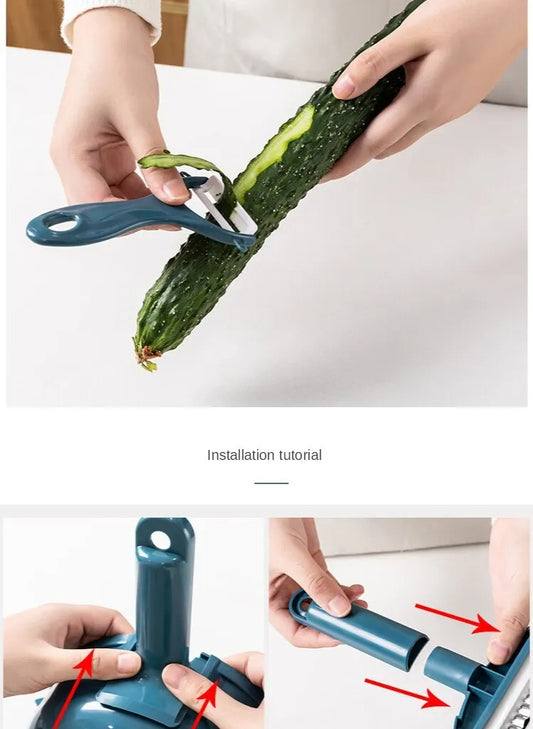"HomeMaster Multi-Tool: Manual Ginger Grinder, Garlic Peeler & Vegetable Slicer"
