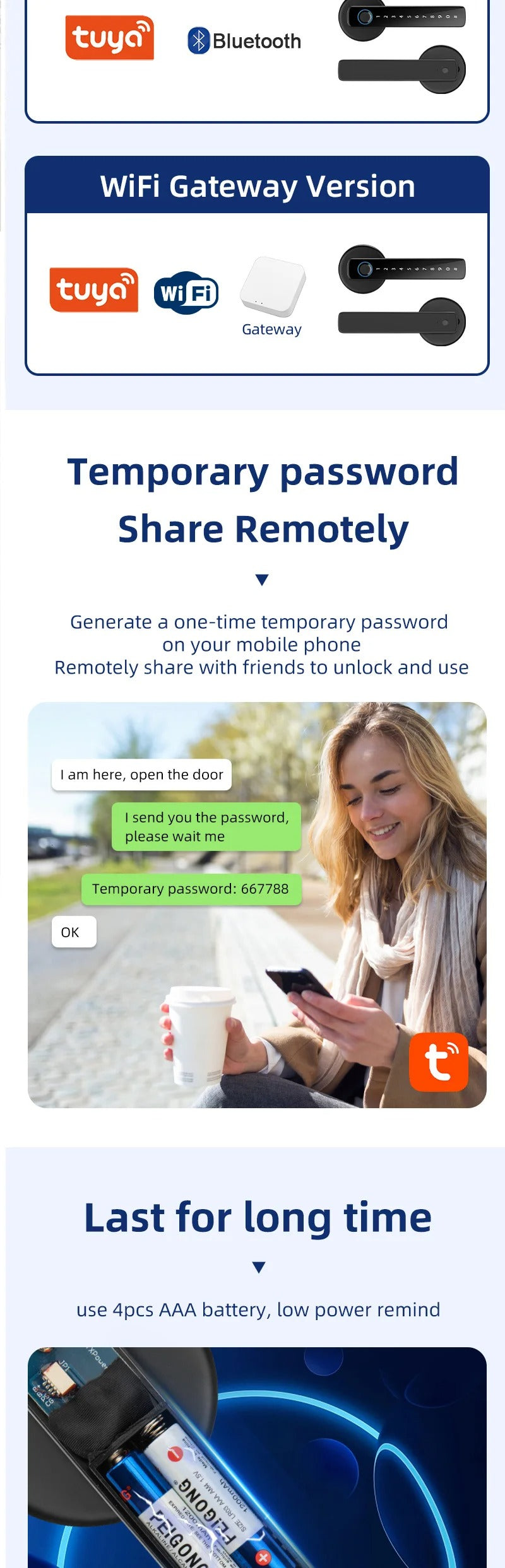 XSDTS M5 Tuya BLE Fingerprint Door Lock – Digital Smart Lock with Password, Key, IC Card, and Tuya/Smart Life App Unlock