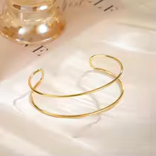 Double Layer Cuff Bracelet Women Stainless Steel