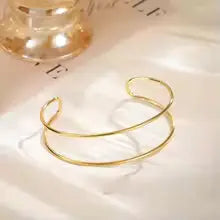 Double Layer Cuff Bracelet Women Stainless Steel My Store