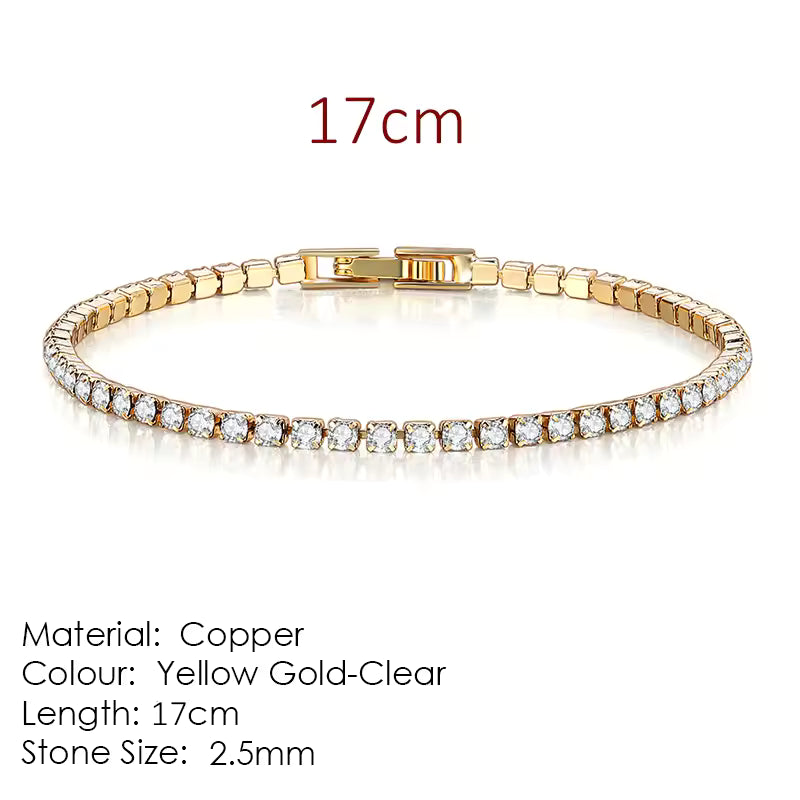 hand bracelet | Fashion 2.5mm Zirconia Tennis Bracelet for Women Crystal Charm Designer Tennis Thin Chain Bracelet on Hand Wedding Jewelry KC128