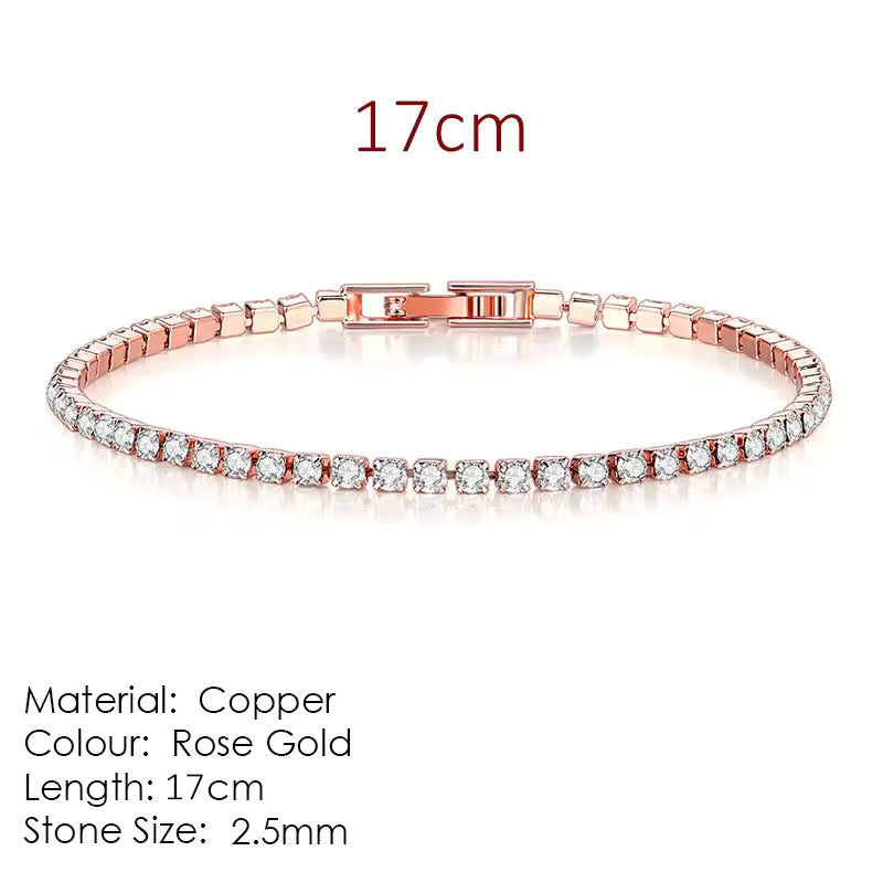 hand bracelet | Fashion 2.5mm Zirconia Tennis Bracelet for Women Crystal Charm Designer Tennis Thin Chain Bracelet on Hand Wedding Jewelry KC128