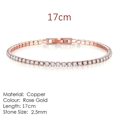 hand bracelet | Fashion 2.5mm Zirconia Tennis Bracelet for Women Crystal Charm Designer Tennis Thin Chain Bracelet on Hand Wedding Jewelry KC128
