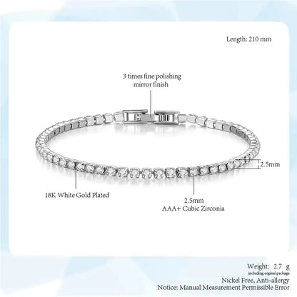 hand bracelet | Fashion 2.5mm Zirconia Tennis Bracelet for Women Crystal Charm Designer Tennis Thin Chain Bracelet on Hand Wedding Jewelry KC128 The Cartzzy