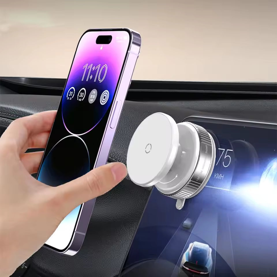 MagSafe Magnetic Vacuum Car Phone Holder – 360° Rotation Suction Cup Navigation Stand