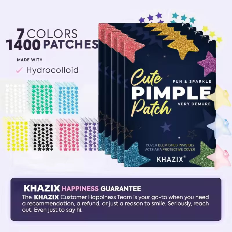 1400 Pcs Multi-Color Star Acne Patches – Ultra-Thin Hydrocolloid Pimple Patches