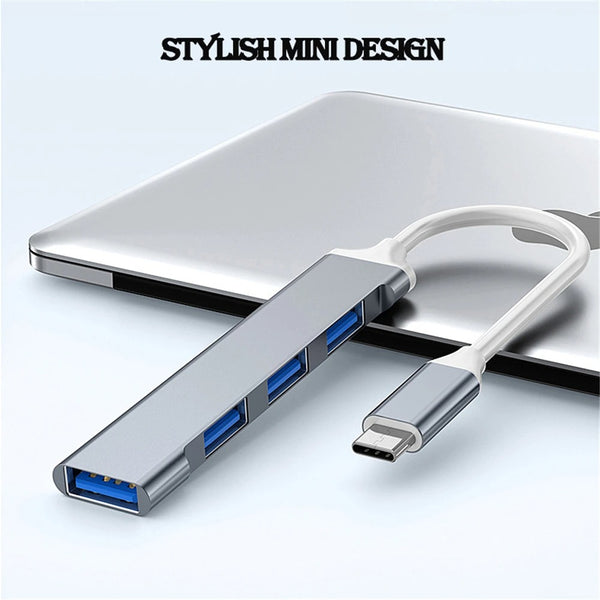 USB 3.0 4-Port Hub – High-Speed Type-C Multiport Splitter (5Gbps) for PC & Laptop