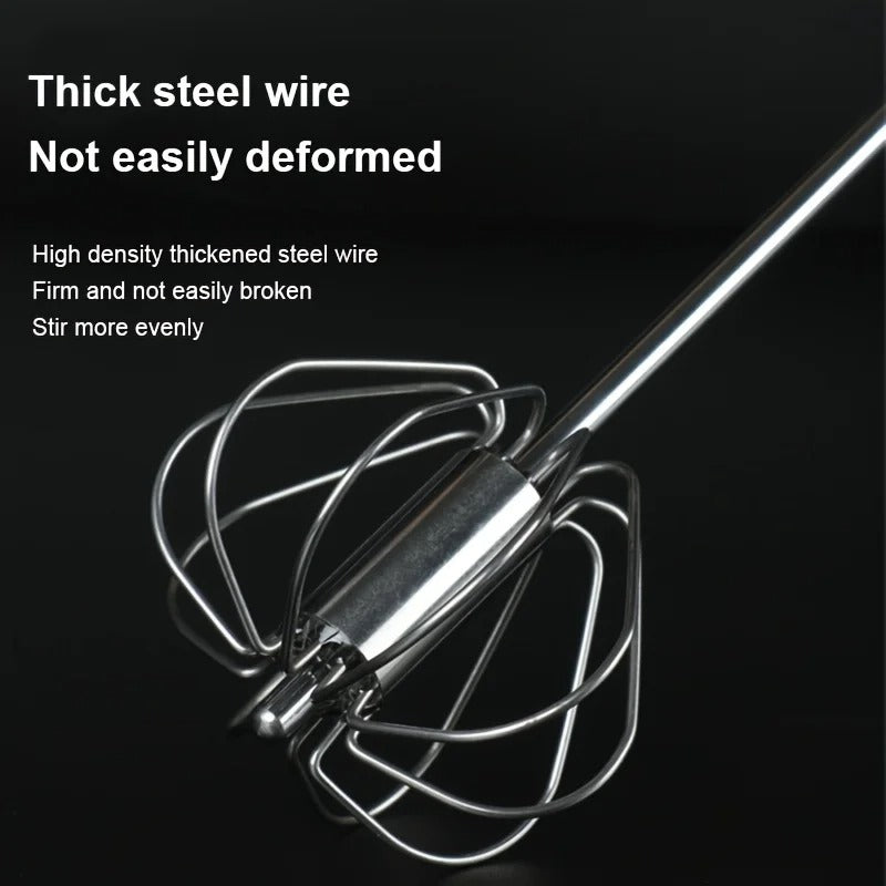 Semi-Automatic Stainless Steel Whisk & Egg Beater – Push-Down Manual Mixer for Kitchen Baking
