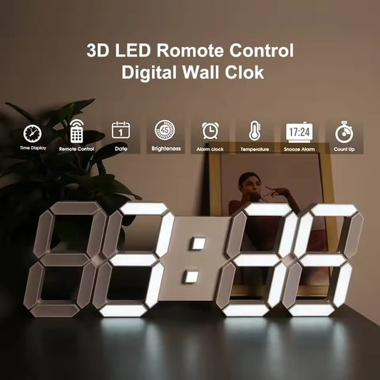 3D LED Digital Wall Clock – USB Powered, Multi-Function Display for Home & Office Decor