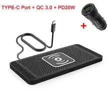 Car Wireless Fast Charger – Silicone Pad Stand for iPhone 16/15/15 Pro Max/14/13/12/X & Samsung Galaxy S24/S23 Series My Store