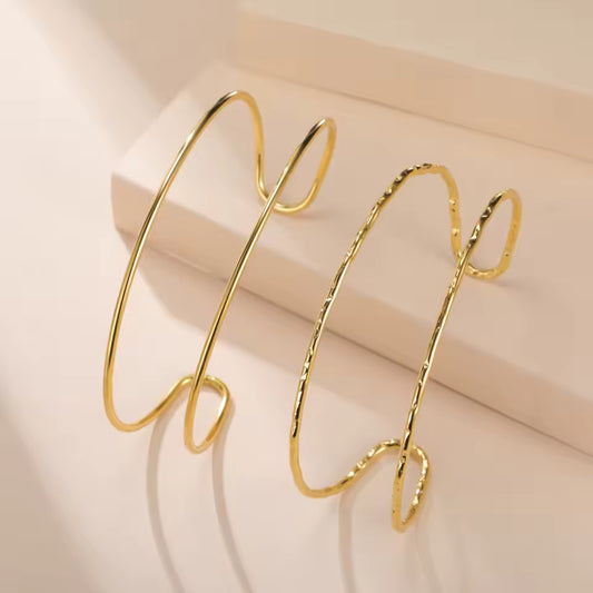 Double Layer Cuff Bracelet Women Stainless Steel