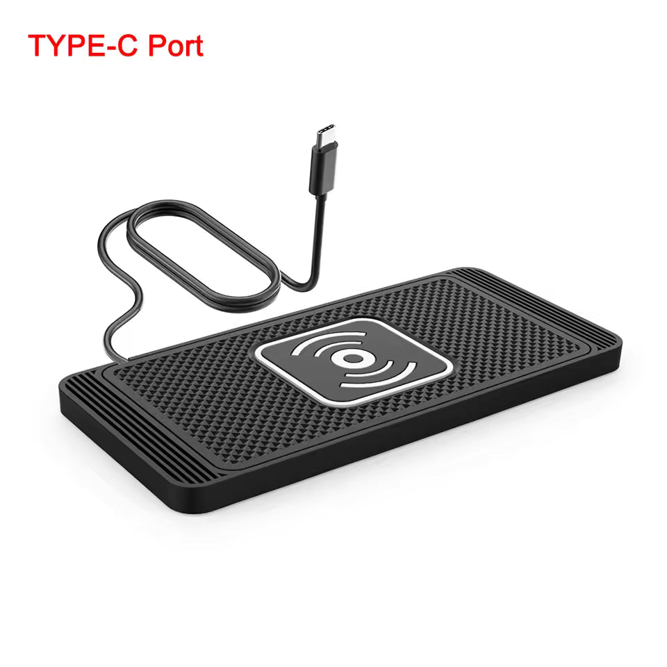Car Wireless Fast Charger – Silicone Pad Stand for iPhone 16/15/15 Pro Max/14/13/12/X & Samsung Galaxy S24/S23 Series