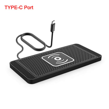 Car Wireless Fast Charger – Silicone Pad Stand for iPhone 16/15/15 Pro Max/14/13/12/X & Samsung Galaxy S24/S23 Series