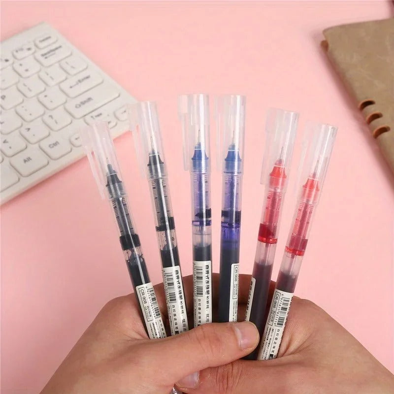 10PCS Needle Tip Gel Pens – Smooth Writing Liquid Ink Pens (Black/Blue/Red) – School & Office Stationery Set