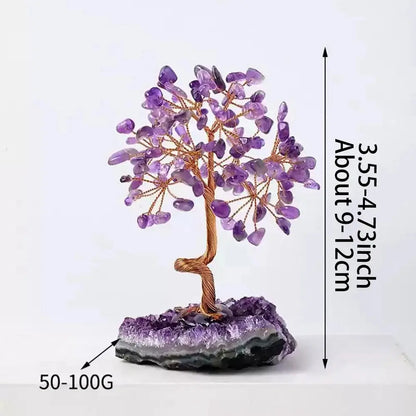 Natural Amethyst Crystal Money Tree on Geode Base | Wealth, Luck & Positive Energy Home/Office Decor My Store