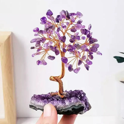 Natural Amethyst Crystal Money Tree on Geode Base | Wealth, Luck & Positive Energy Home/Office Decor My Store