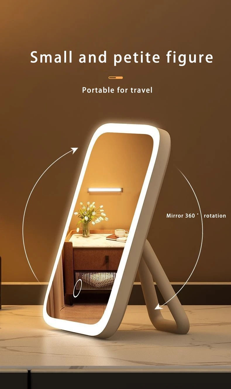 LED Smart Makeup Mirror with Light – Portable Desktop Fill Light, Small Vanity Mirror for Girls’ Bedroom & Dorm Dressing Table