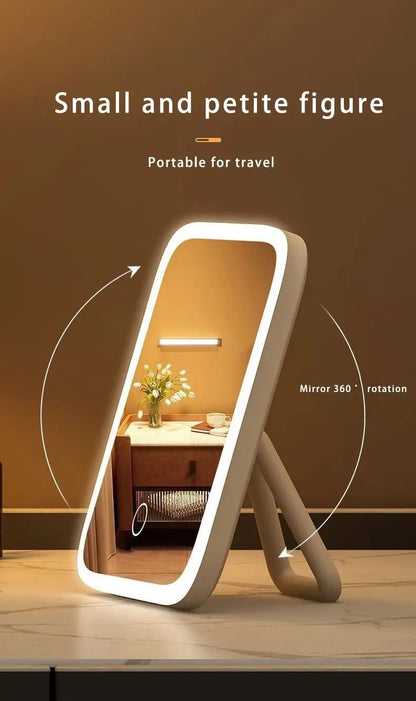 LED Smart Makeup Mirror with Light – Portable Desktop Fill Light, Small Vanity Mirror for Girls’ Bedroom & Dorm Dressing Table My Store