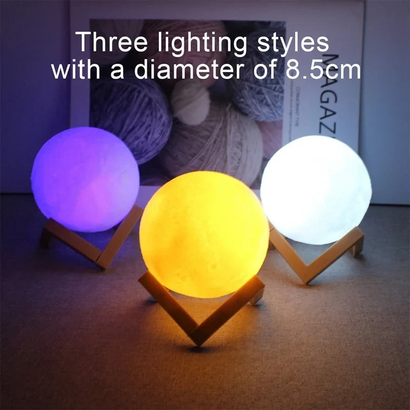 3D LED Moon Lamp 🌙 Galaxy Night Light – Bedroom Decor & Birthday Gift for Kids, Girls & Boys