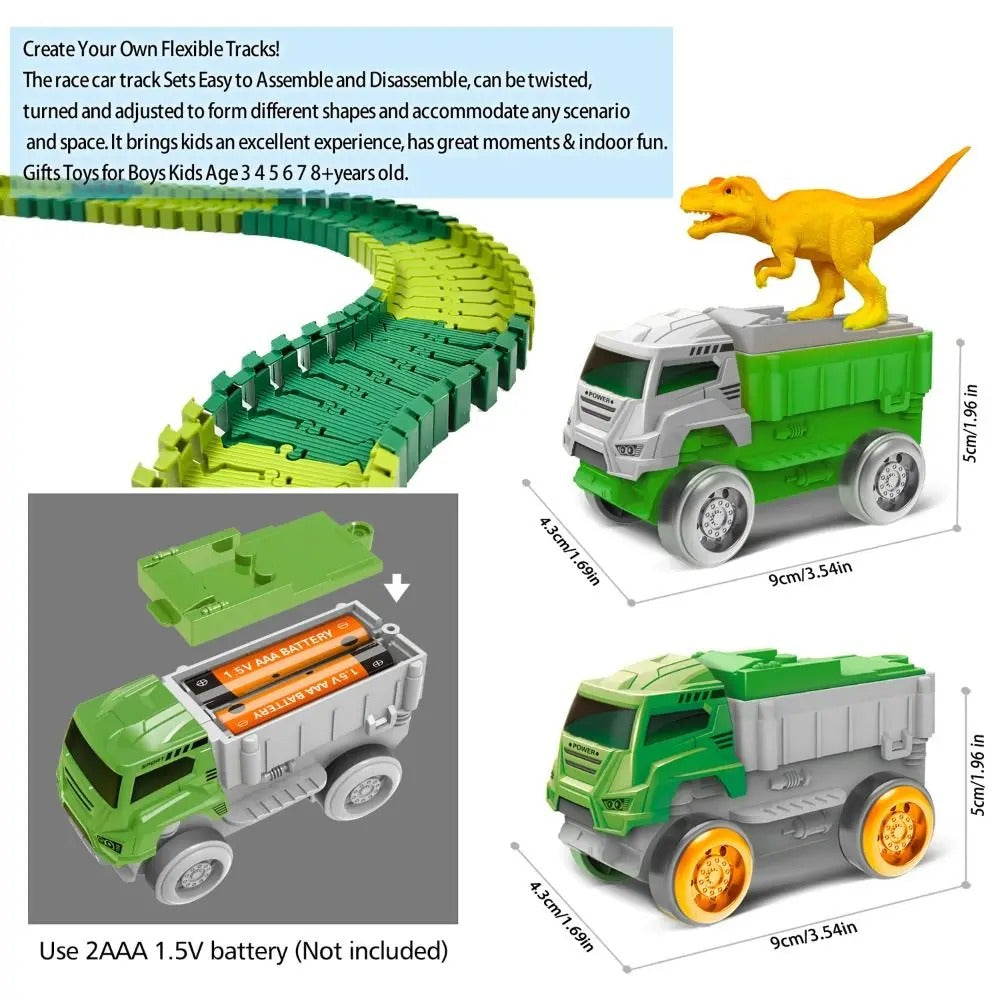 "Dinosaur Track Adventure – Electric Toy Car Set for Kids"