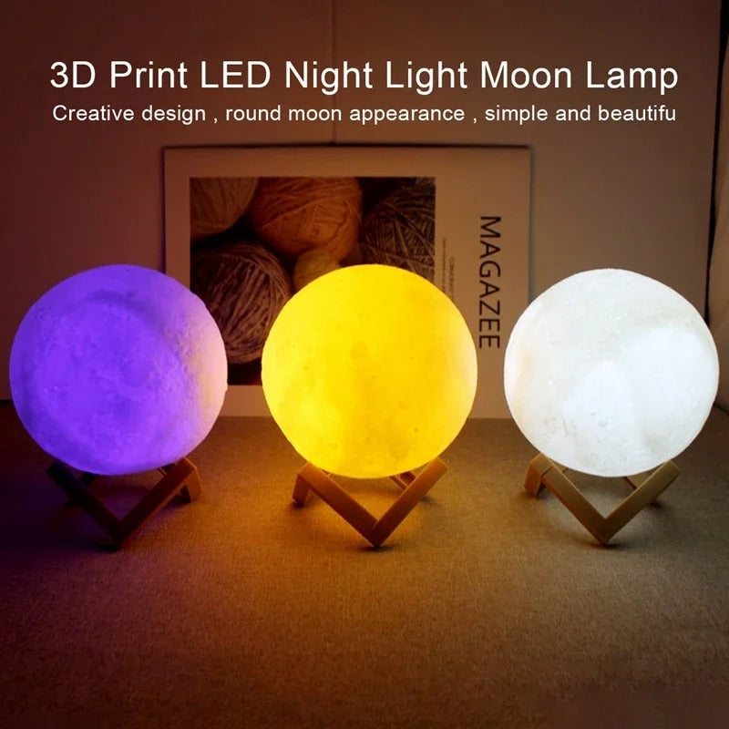 3D LED Moon Lamp 🌙 Galaxy Night Light – Bedroom Decor & Birthday Gift for Kids, Girls & Boys