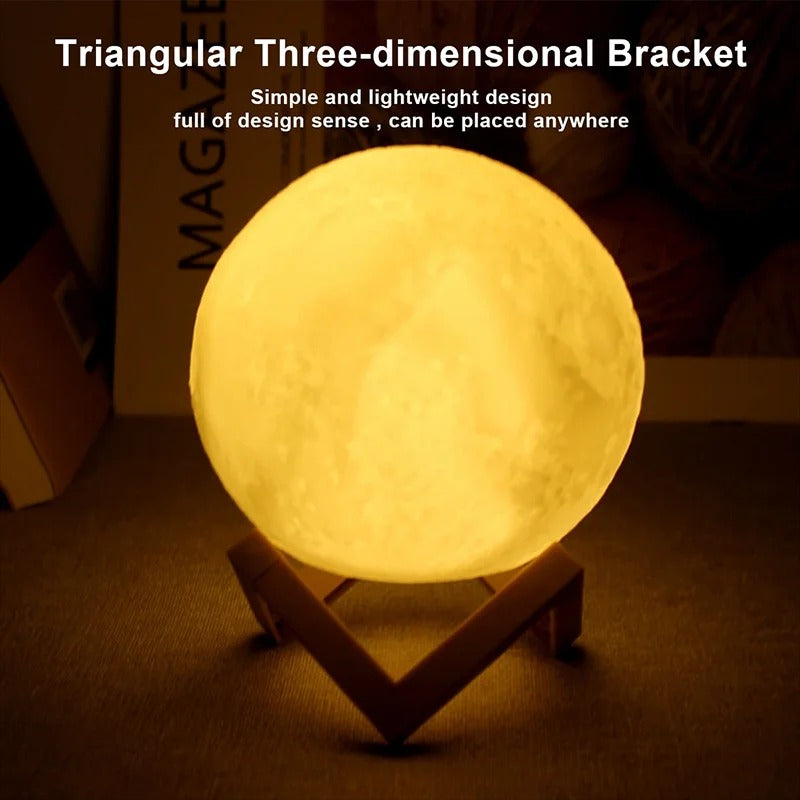 3D LED Moon Lamp 🌙 Galaxy Night Light – Bedroom Decor & Birthday Gift for Kids, Girls & Boys