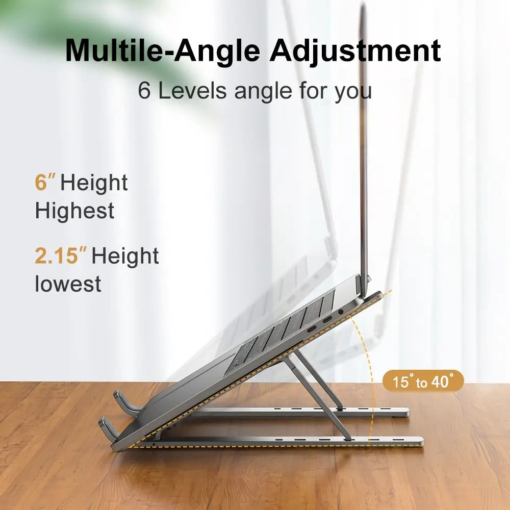 Aluminum Alloy Adjustable Laptop Stand – Foldable, Portable & Cooling Holder