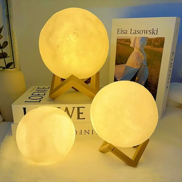 3D LED Moon Lamp 🌙 Galaxy Night Light – Bedroom Decor & Birthday Gift for Kids, Girls & Boys