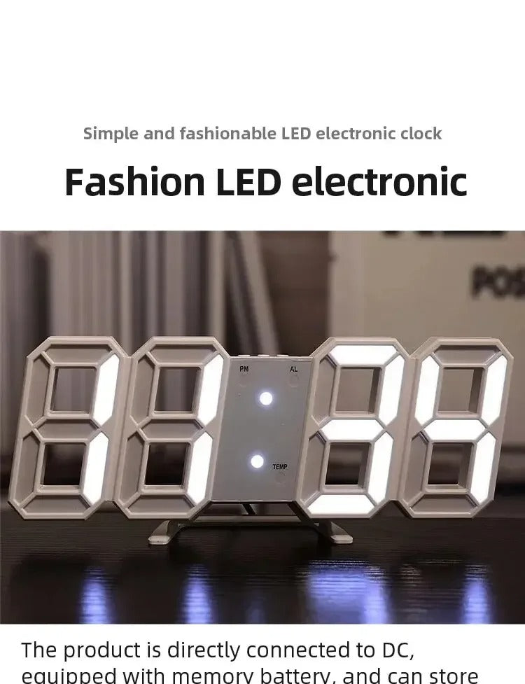 3D LED Digital Wall Clock – USB Powered, Multi-Function Display for Home & Office Decor