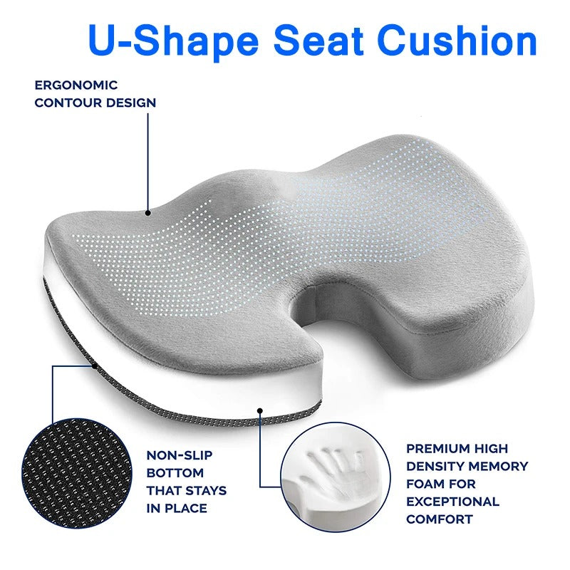 Ergonomic Memory Foam Office Chair Cushion – Hemorrhoid & Tailbone Relief Seat Pad