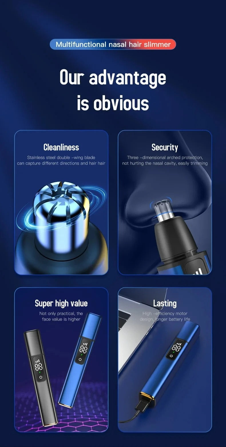 Xiaomi Rechargeable Electric Nose & Ear Hair Trimmer – Touch Screen, Type-C Fast Charging, Portable Grooming Clipper