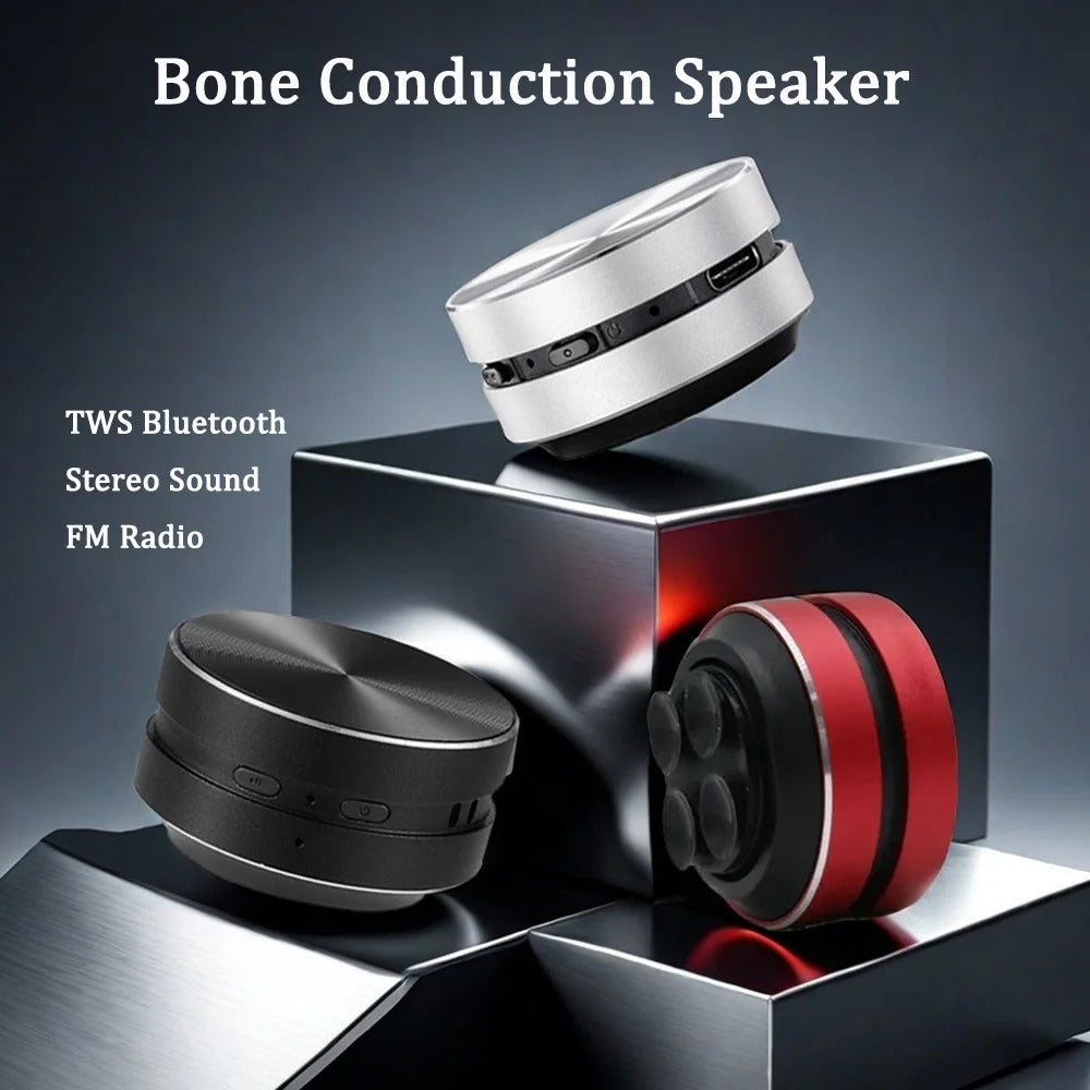Mini Bone Conduction Speaker – Bluetooth TWS Wireless Stereo Sound with FM Radio
