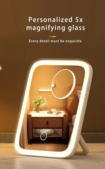 LED Smart Makeup Mirror with Light – Portable Desktop Fill Light, Small Vanity Mirror for Girls’ Bedroom & Dorm Dressing Table My Store